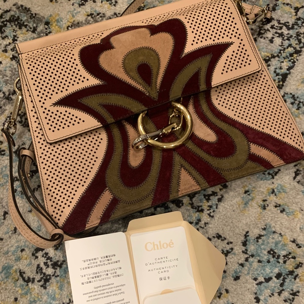 Authentic Beige & burgundy Chloe shoulder bag